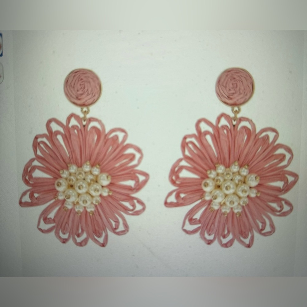 Lilly Pulitzer Elegant Bursting Blooms Pink Floral Earrings, NWTS one size
